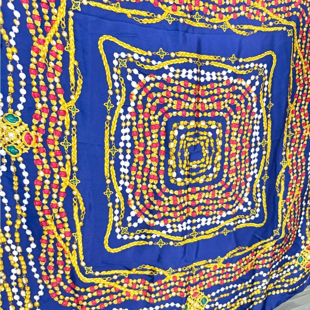 Chanel Vintage Scarf Stole Gem Chain Bijou Pattern